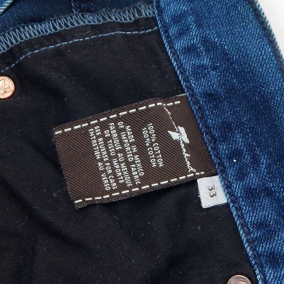 7 For All Mankind Jeans Mens Size 33 Blue Slimmy Dark Wash Tapered Leg - Picture 5 of 11